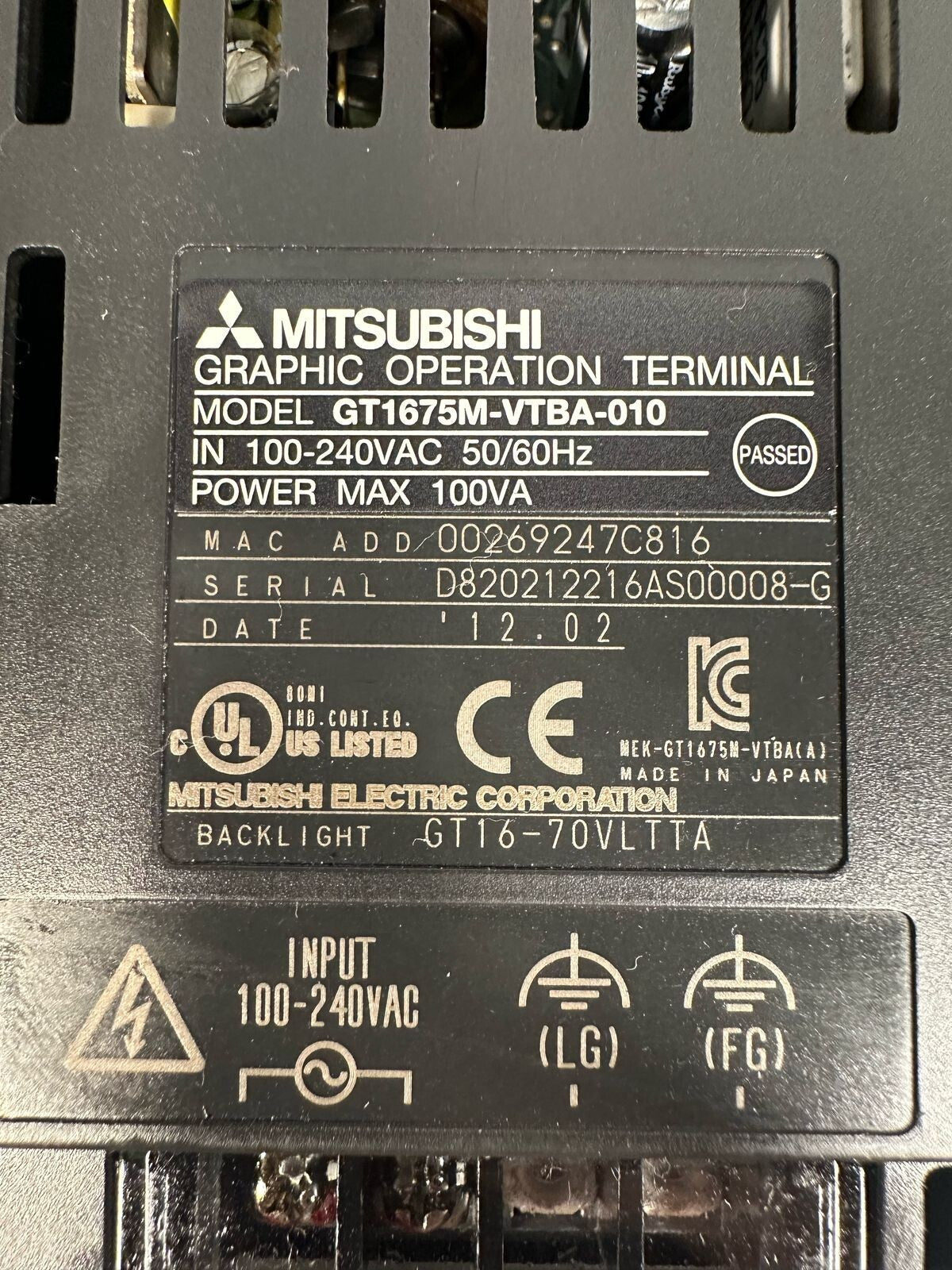Mitsubishi GT1675M-VTBA GT1675M-VTBA-010 model Graphic Op. Terminal (8.5.5)