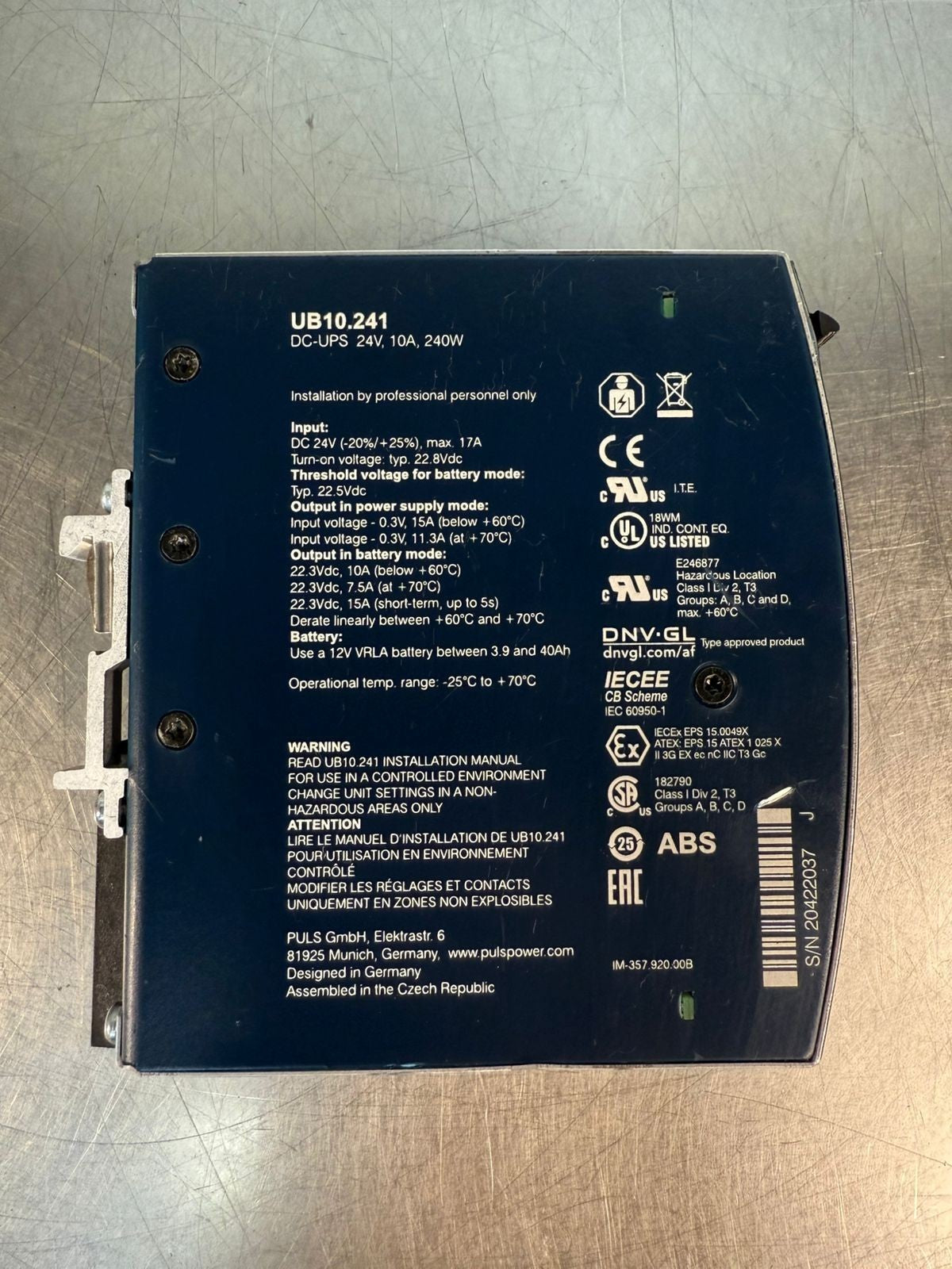 Puls UB10.241 DC UPS Controller 24V 10A 240W   (8.5.1)