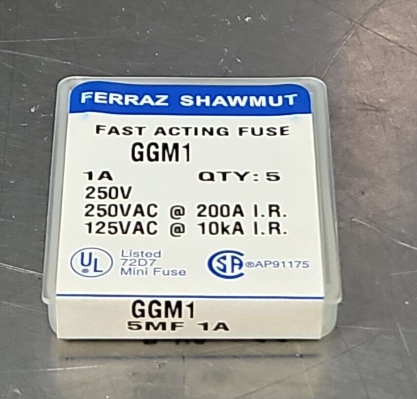 Ferraz Shawmut GGM1 Mini Fuse 1 Amp 250 Vac  box w/90                    loc4D36