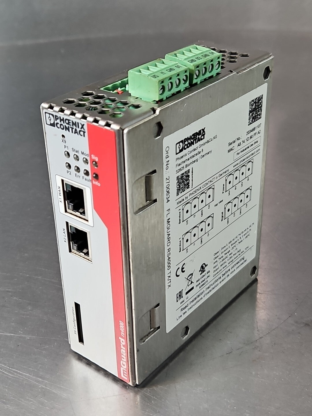 Phoenix Contact FL MGUARD RS4000 TX/TX Smart Router                     (BIN313)