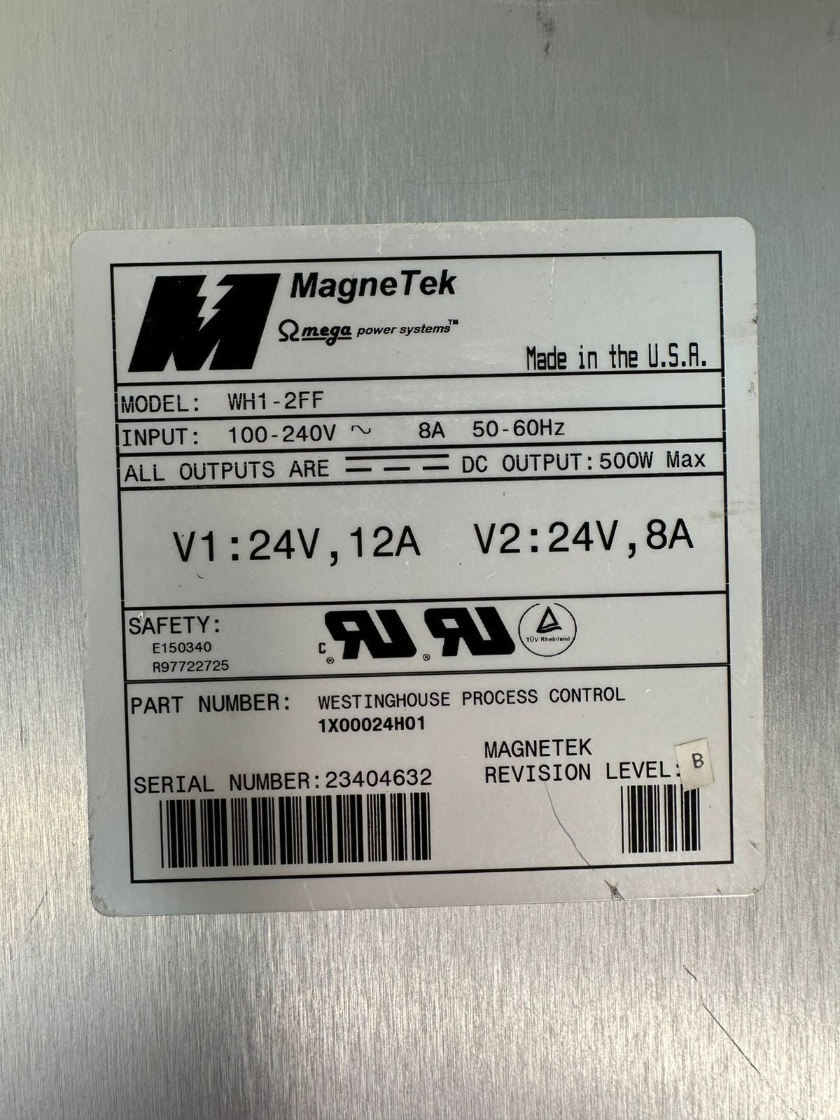 Magnetek Ovation Power Supply WH1-2FF  1X00024H01 100-240V 8A (6.5.3)