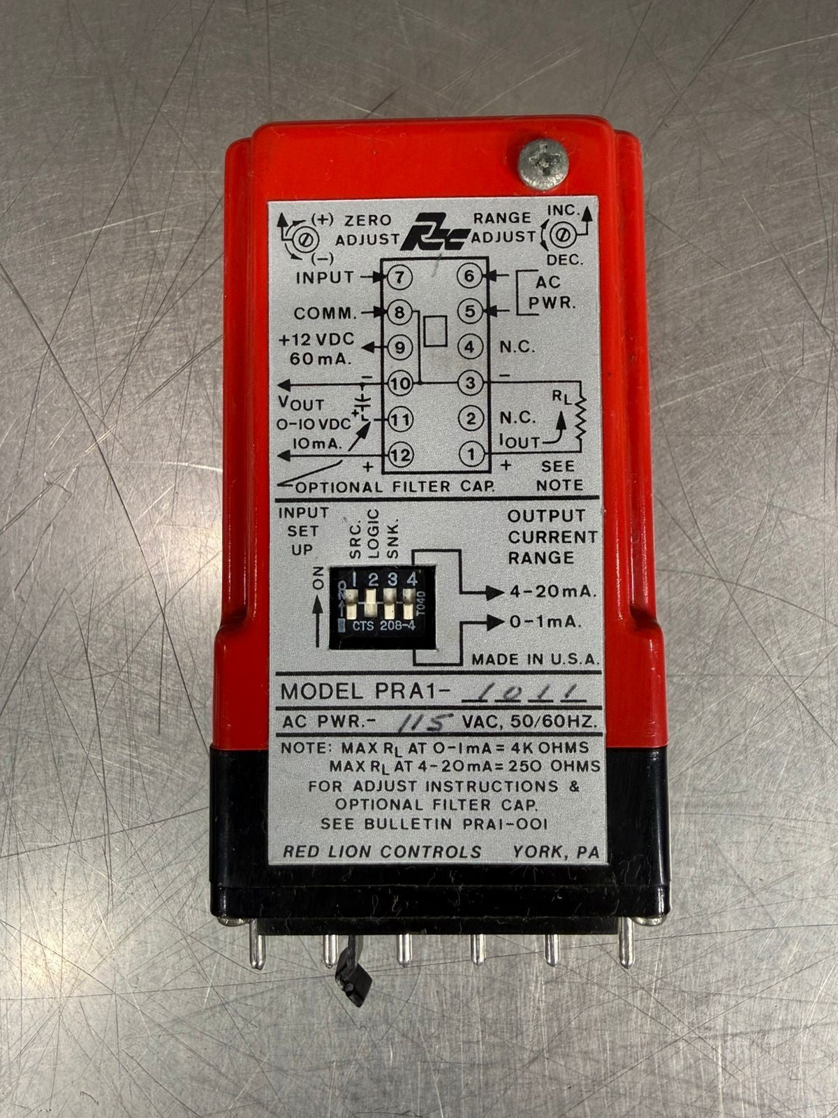 Red Lion Controls PRA1-1011  115Vac 50/60 Hz                       (9.3.2)
