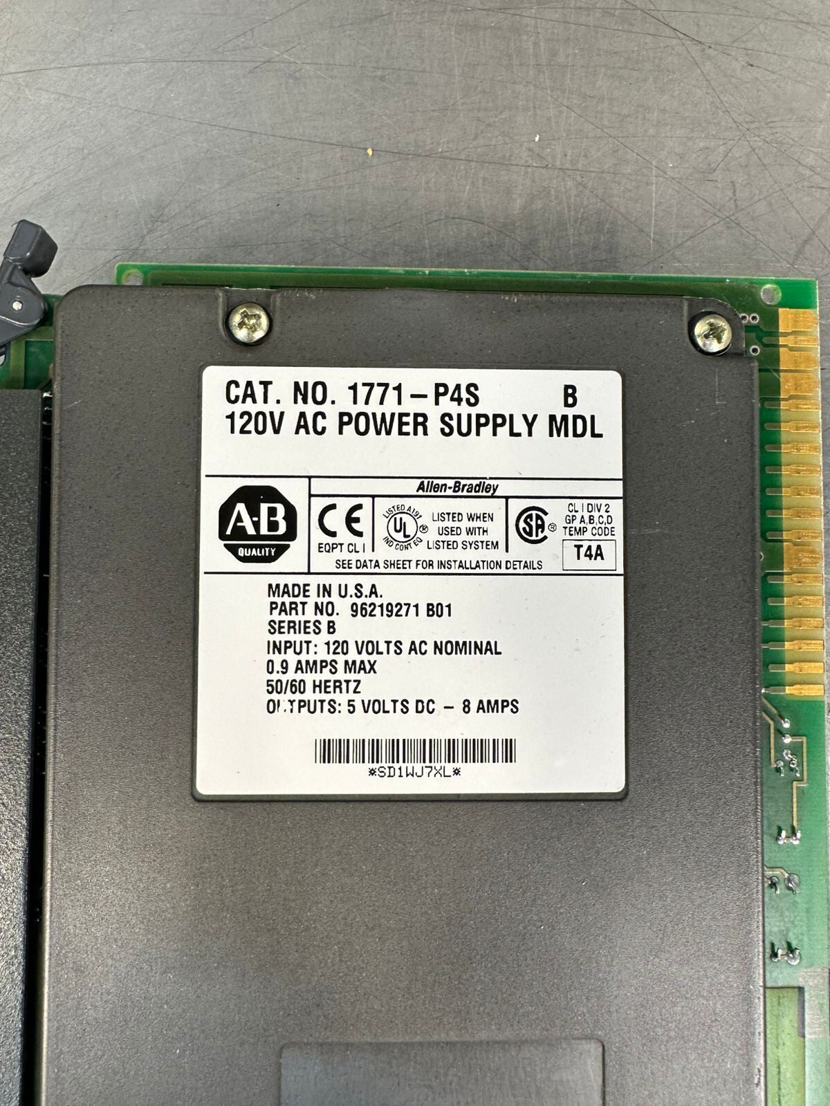 Allen Bradley 1771-P4S Series B 120V AC Power Supply Module  (7.3.4)