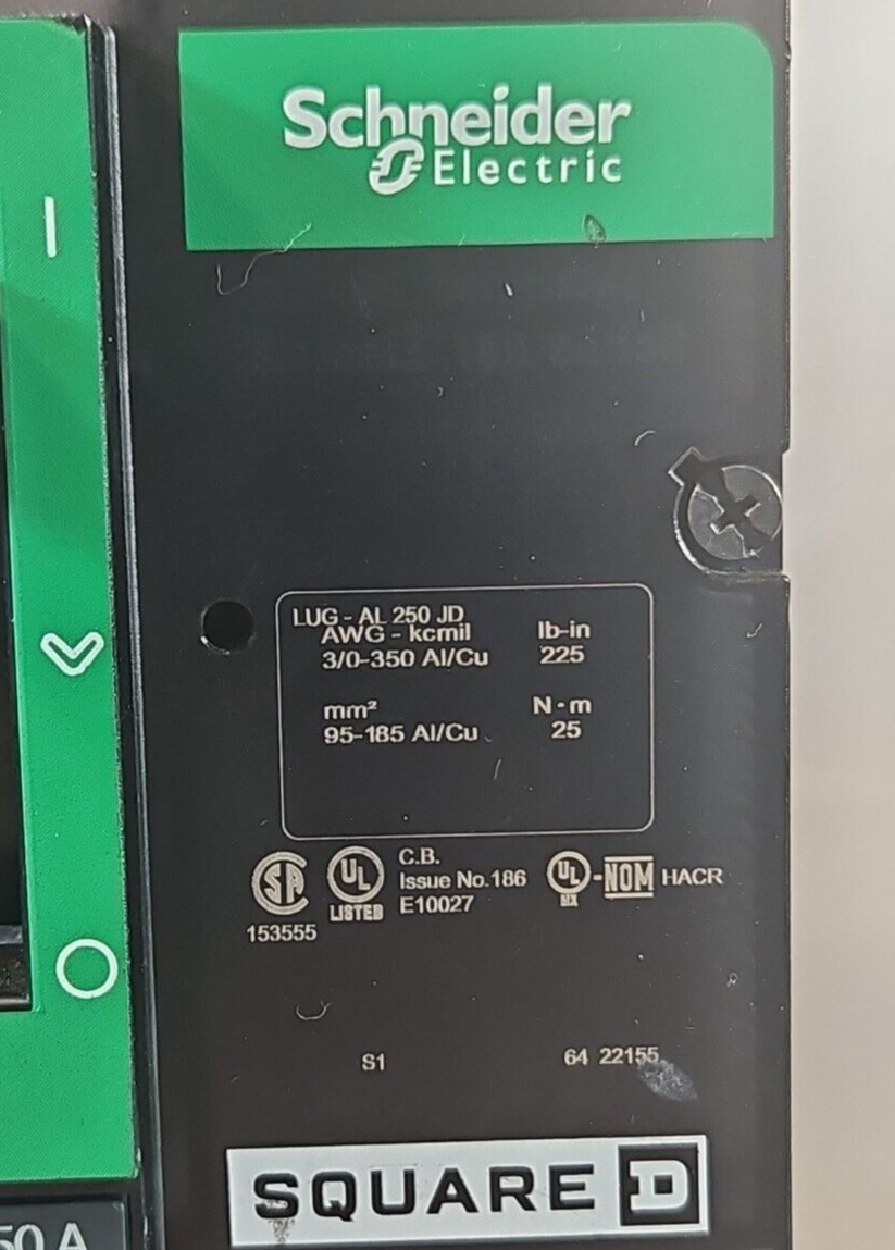 Schneider Square D NJGF36250TW  250A Circuit Breaker                    (BIN641)