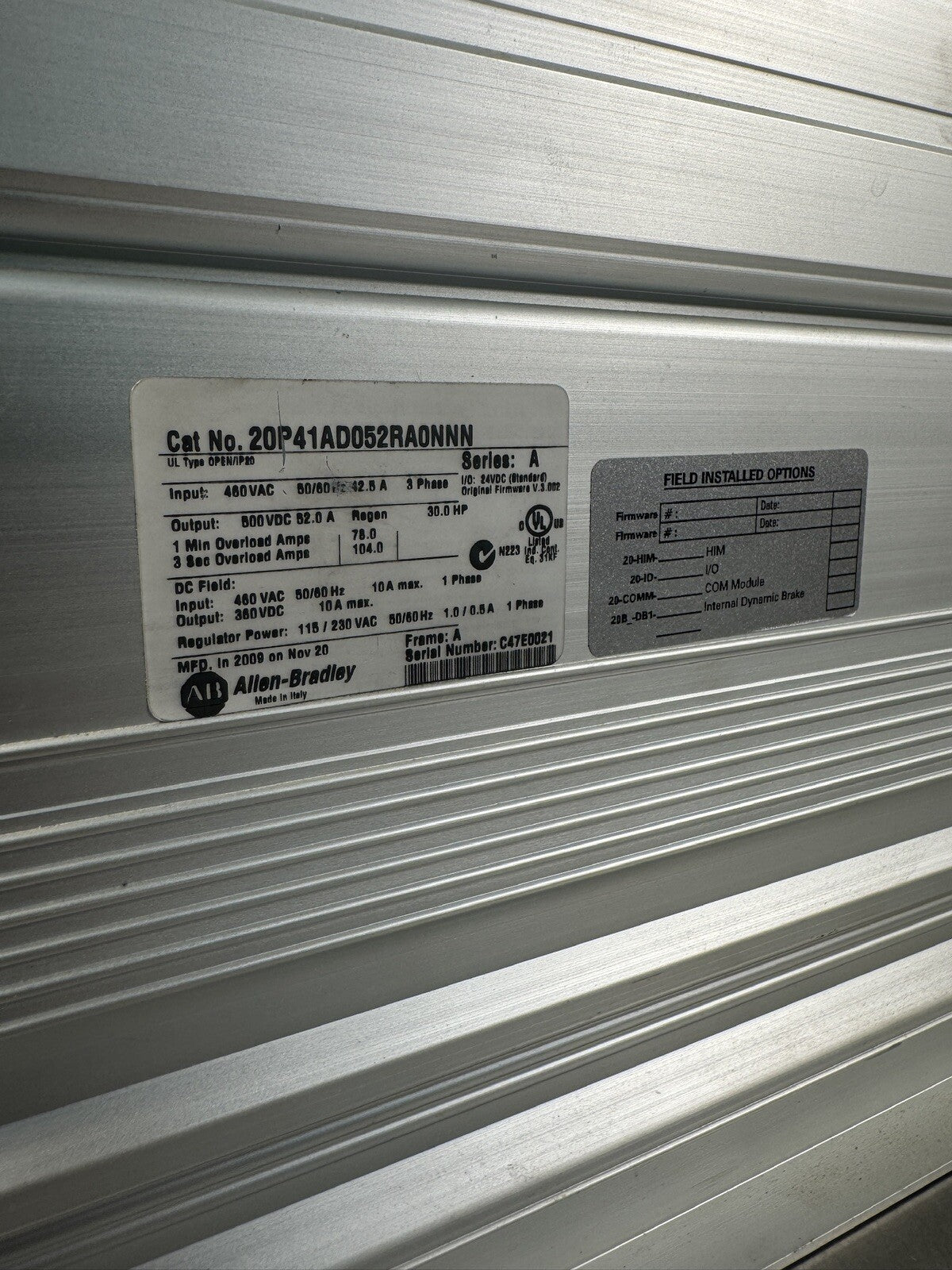 Allen-Bradley 20P41AD052RA0NNN 30HP POWERFLEX DRIVE  (Bin2.4.5)