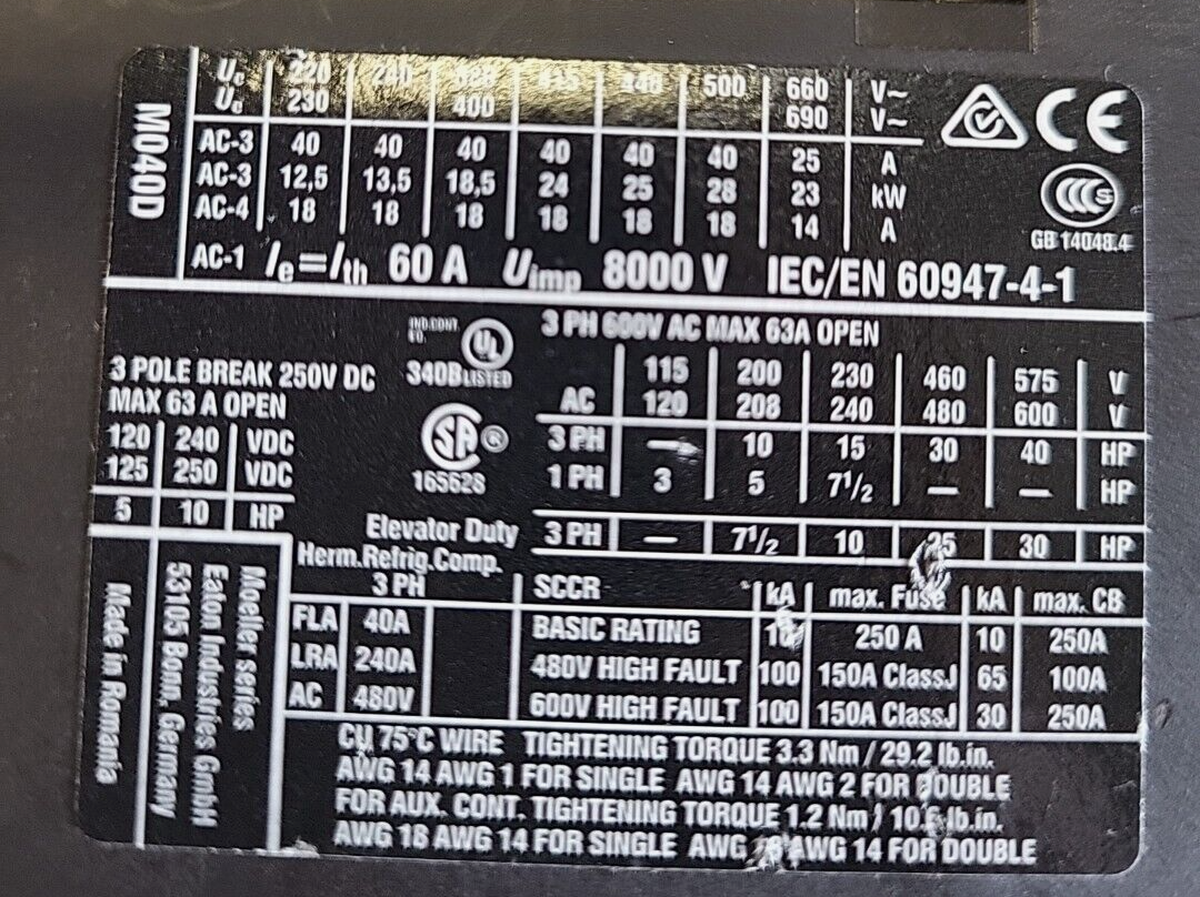 Eaton DILM40 XTCE040D(BIN354)