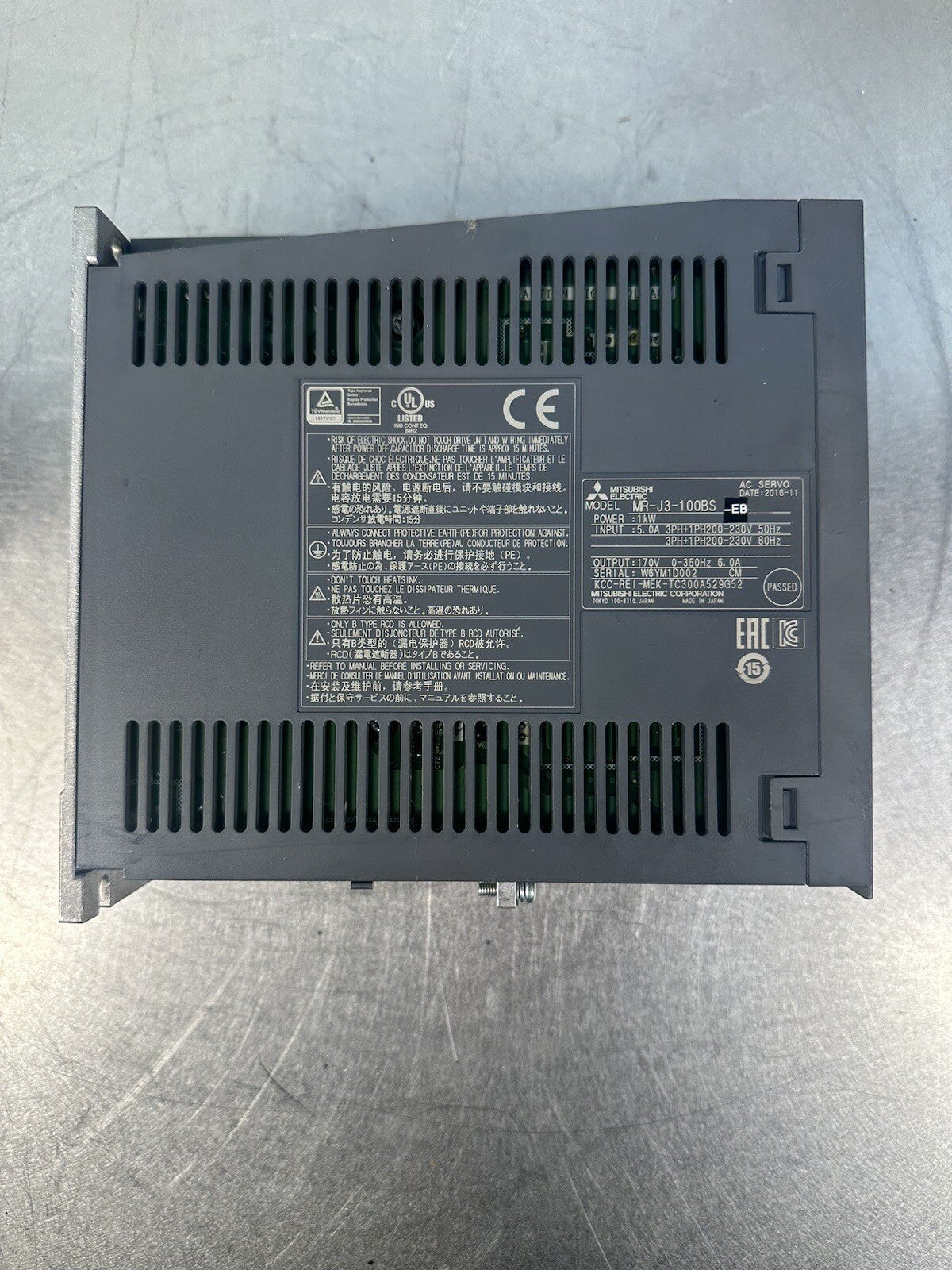 Mitsubishi MR-J3-100BS Servo Drive 200-230v-ac 170v-ac 1kw (BIN-1.2.4)