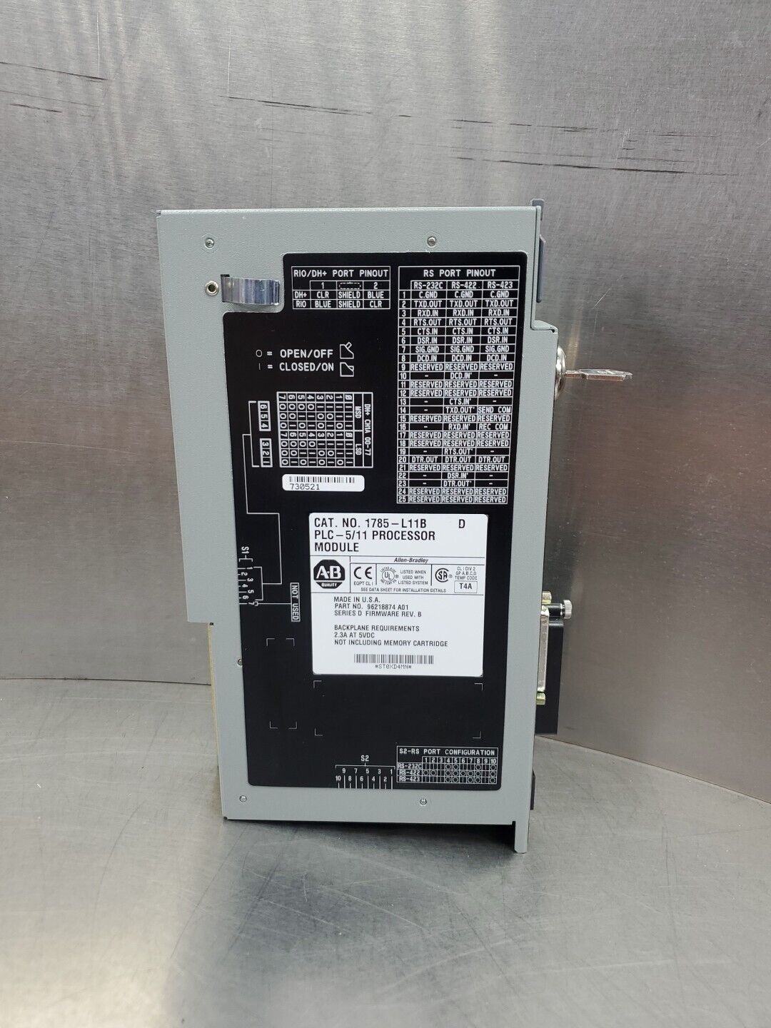 Allen-Bradley 1785-L11B Ser D PLC-5/11 Processor Module.                   3D-39