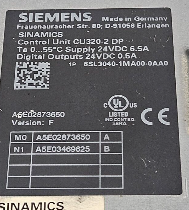 Siemens  6SL3040-1MA00-0AA0 / CU320-2 DP Control Unit                   (BIN642)