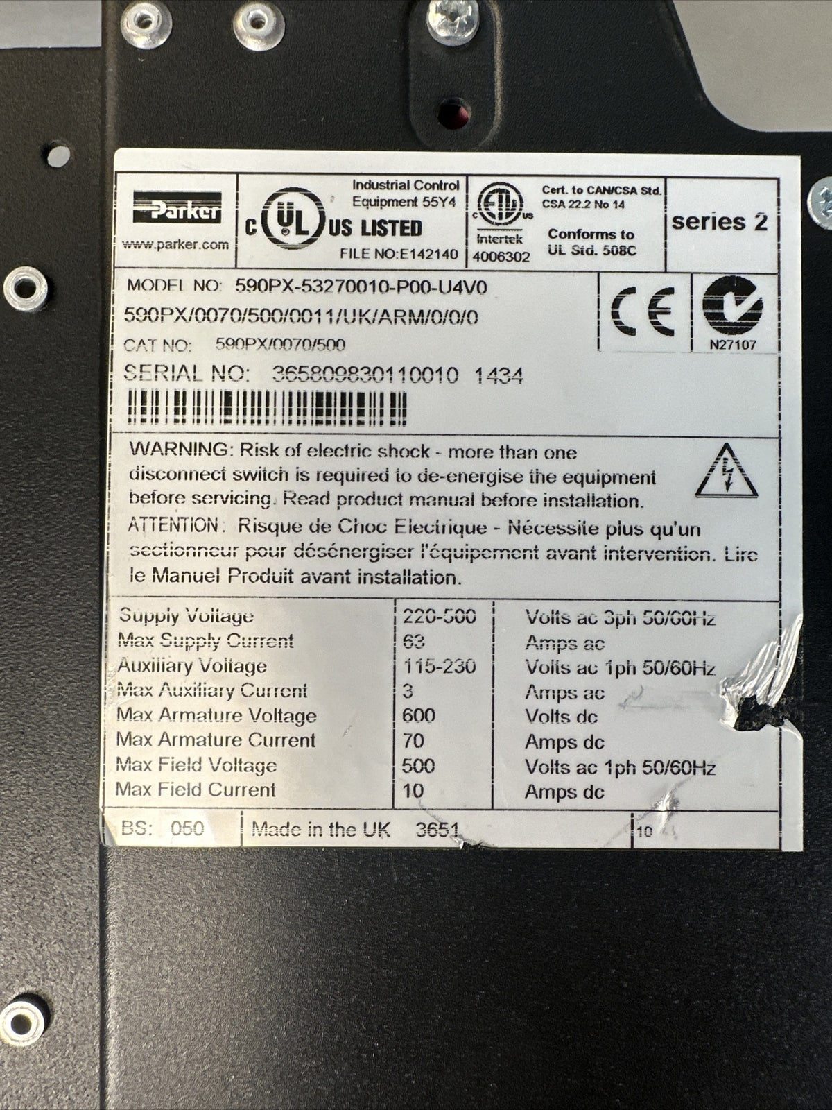 PARKER DC Integrator 590+series2 590PX-53270010-P00-U4V0 (BIN-2.3.4)