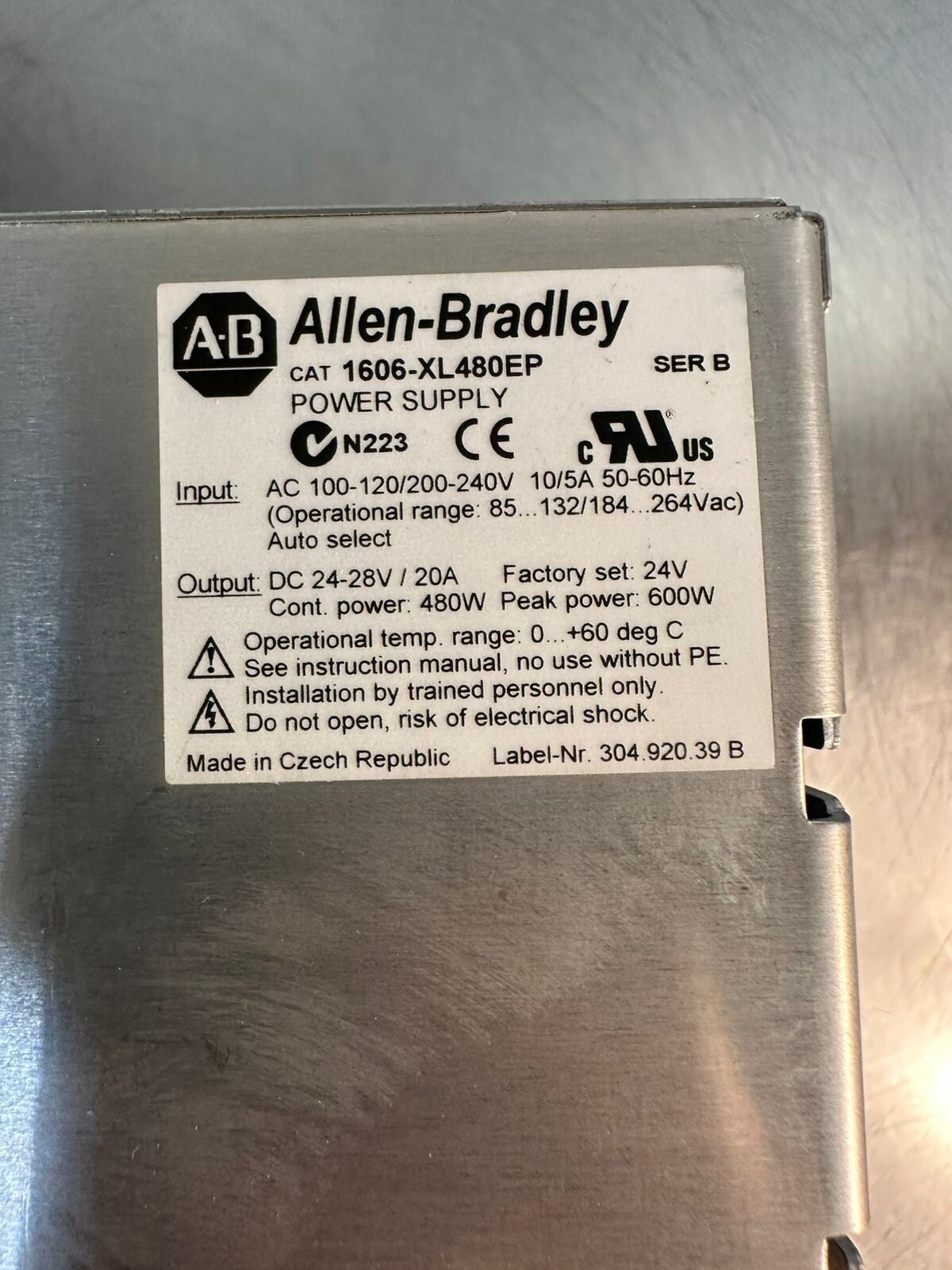 Allen Bradley 1606-XL480EP /B POWER SUPPLY 1606XL480EP              (2.1.1)