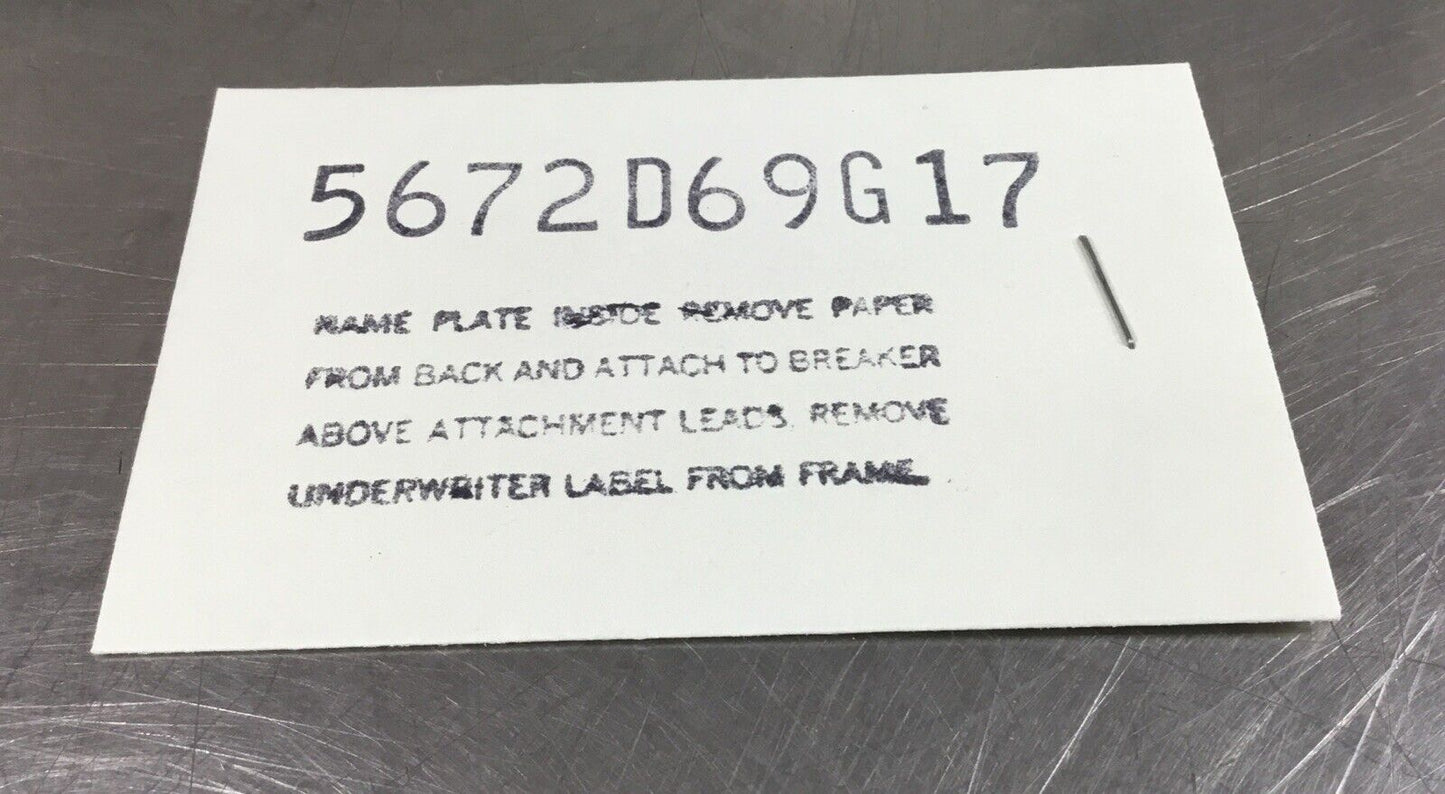 Cutler-Hammer  5672D69G17  MA UVR  24VDC  Hand Reset        4C-28