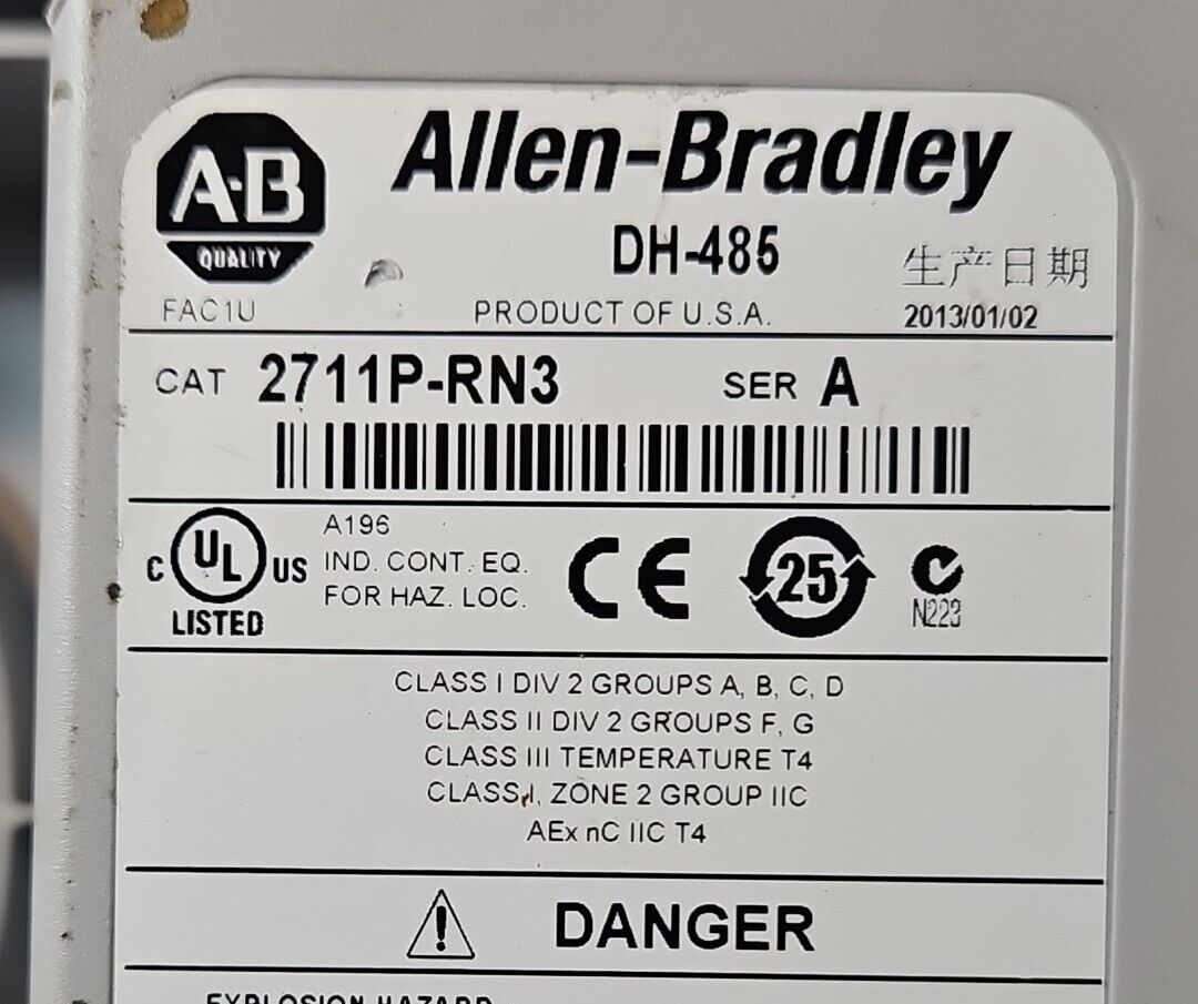 Allen Bradley 2711P-K6M3A / 2711P-RN3  SerA Panel View                  (BIN425)