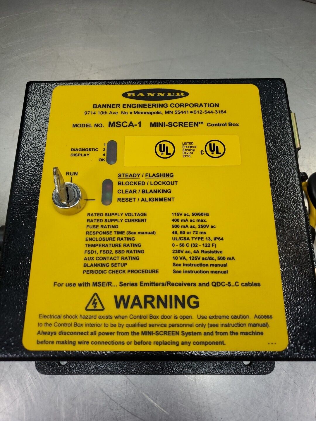 Banner MSCA-1 Mini-Screen Control Box.                                     5D-23