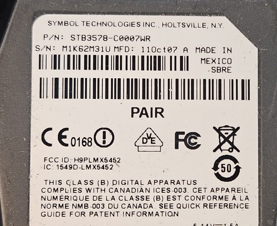 Symbol LS3578 Wireless Barcode Scanner w/ Cradle                        (BIN642)