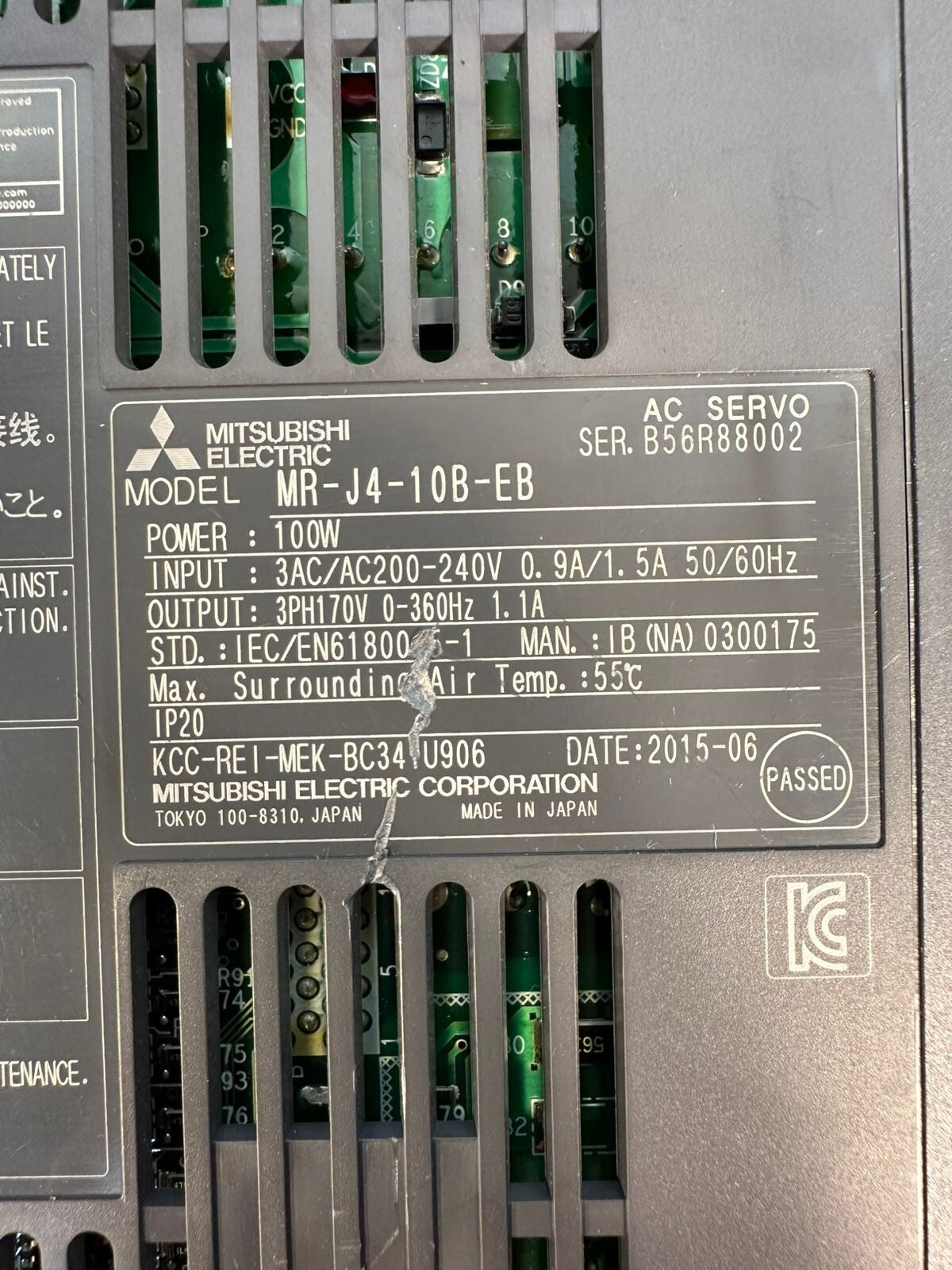 Mitsubishi MR-J4-10B-EB Ac Servo 100W Out 3Ph 170V 0-360Hz     (7.5.4)