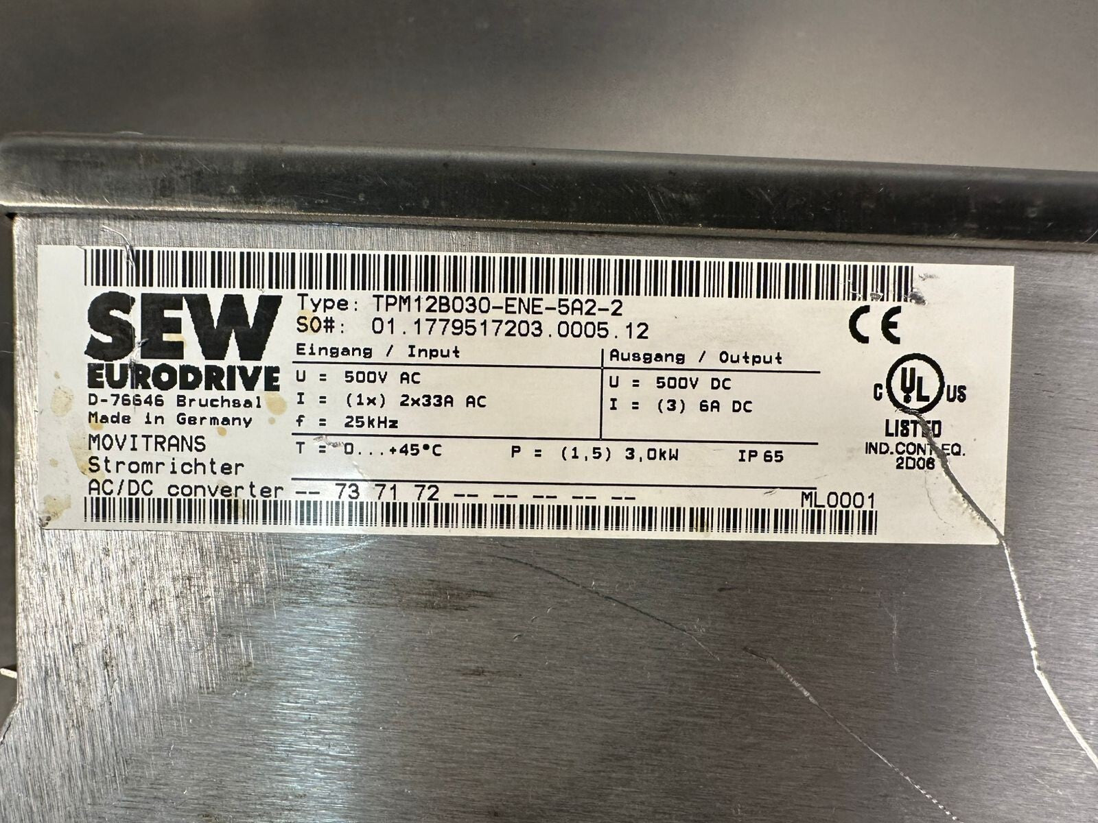 Sew Eurodrive TPM12B030-ENE-5A2-2 Adjustment Controller  D76646 (3.6.2)