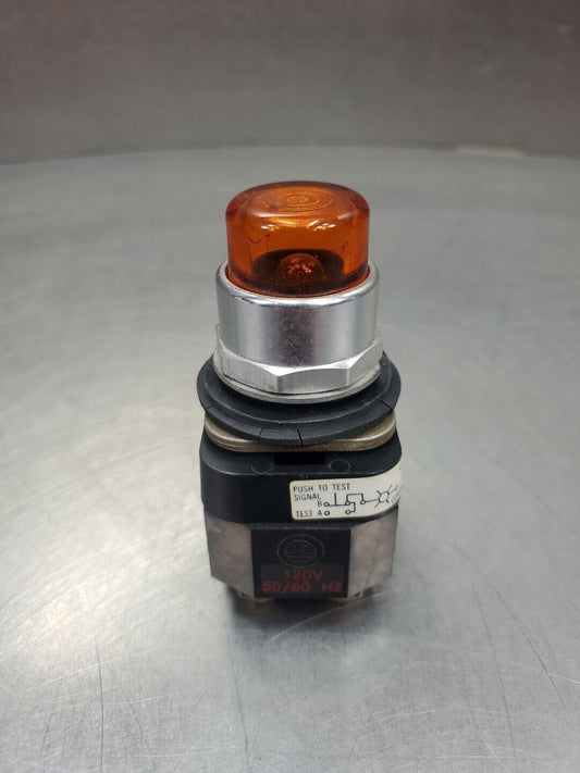 Allen Bradley 800T-PT16 Ser N 120V 30mm Push/Pilot Light, Amber.           4E-16