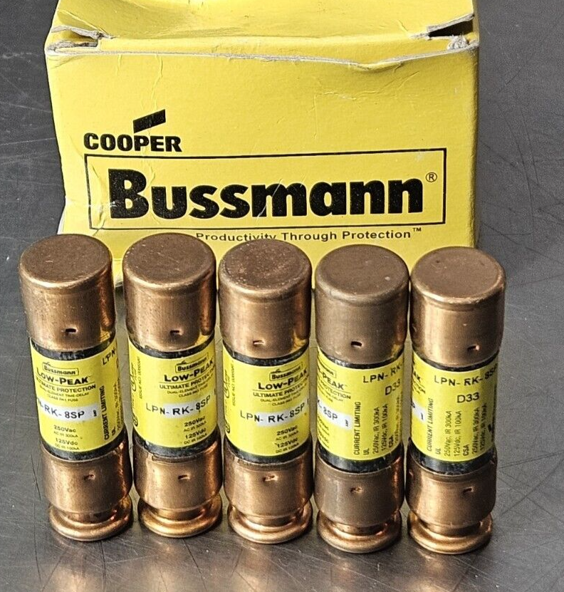 Bussmann LPN-RK-8SP Ultimate Protector fuse 250VAC 125 VDC box w/5  (BIN434)
