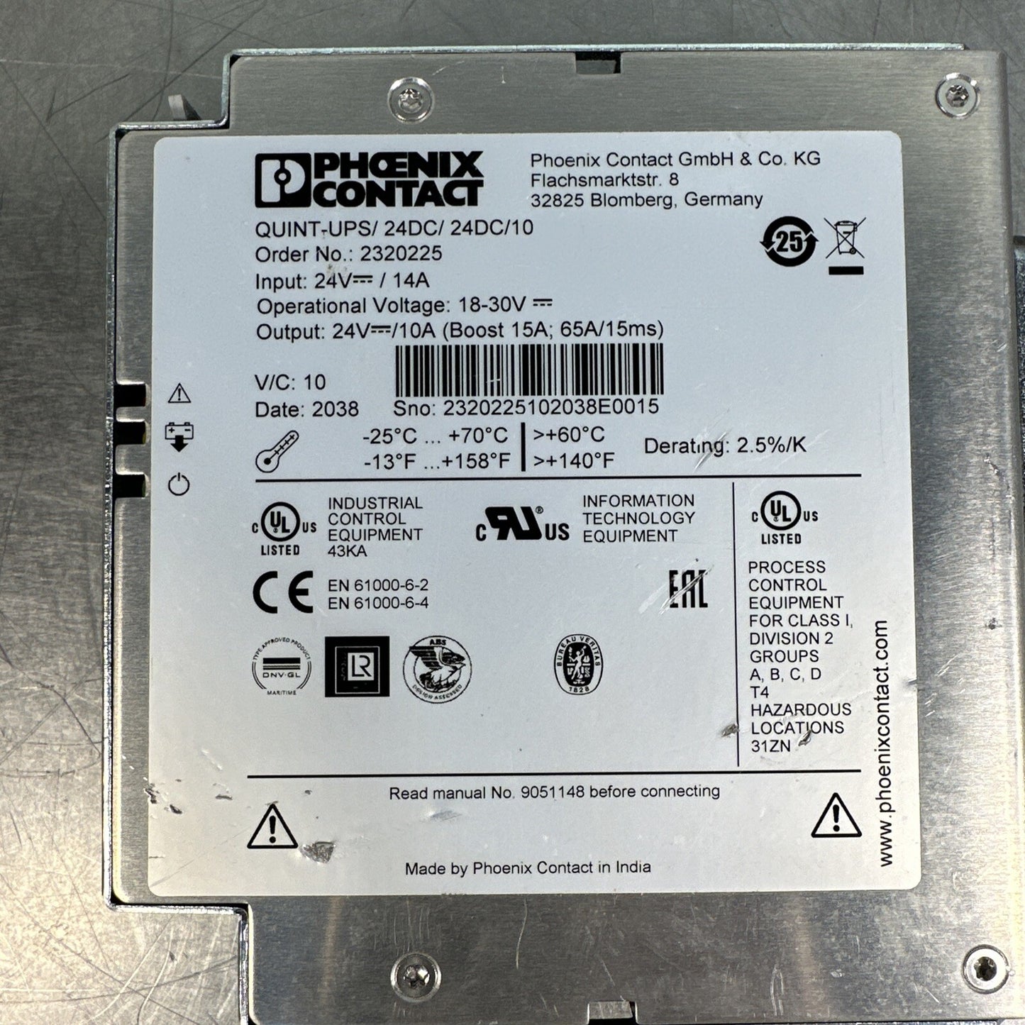 Phoenix Contact QUINT-UPS/24DC/24DC/10 Power Supply (Bin 2.5.1)