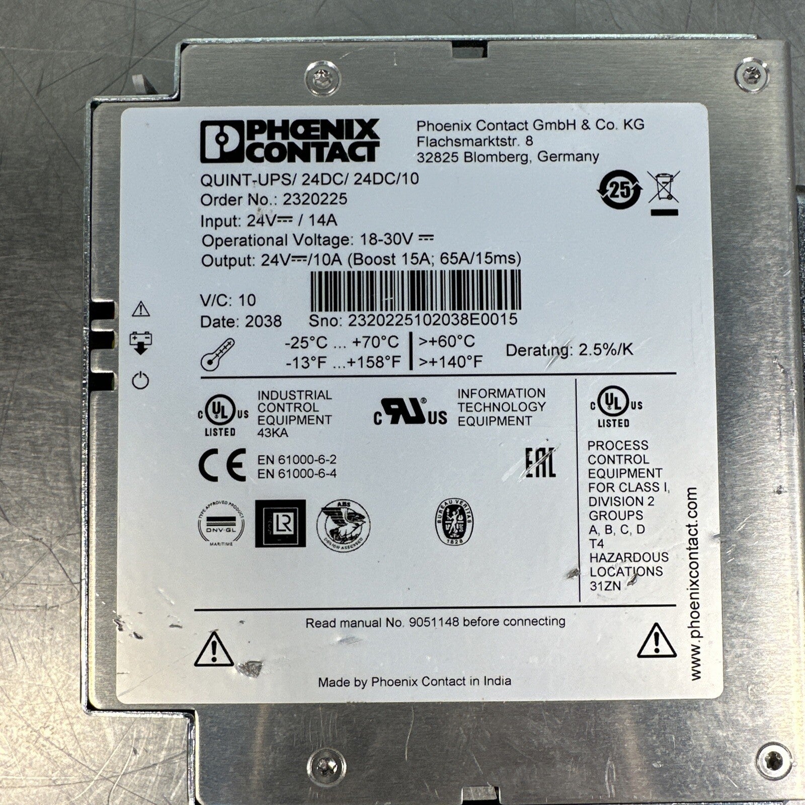 Phoenix Contact QUINT-UPS/24DC/24DC/10 Power Supply (Bin 2.5.1)