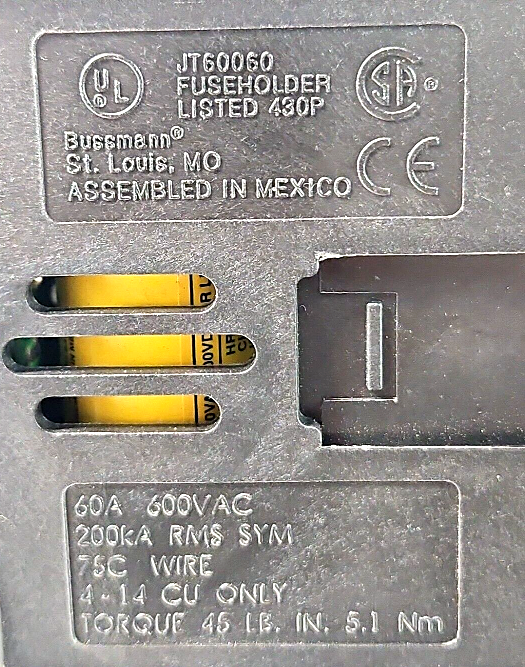 Cooper Bussmann JTN60060 Fuse Holder 35-60 A 600 V                       loc4A14