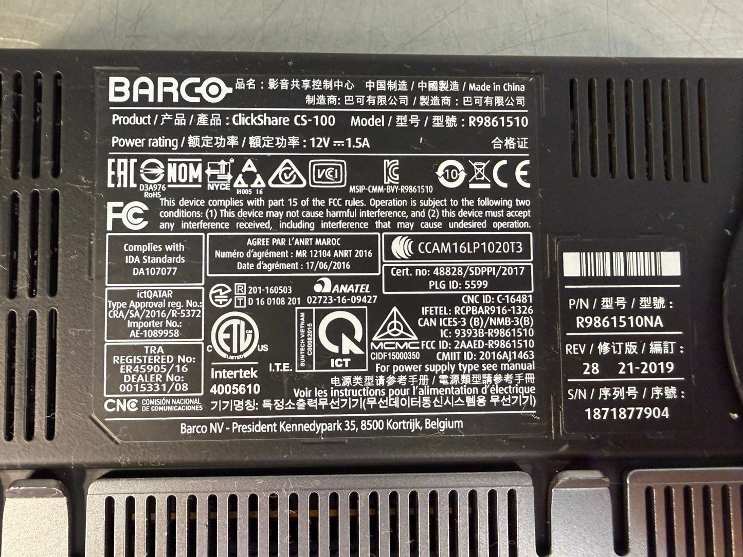 Barco ClickShare CS-100 Wireless Presentation System R9861510      (3.2.5)