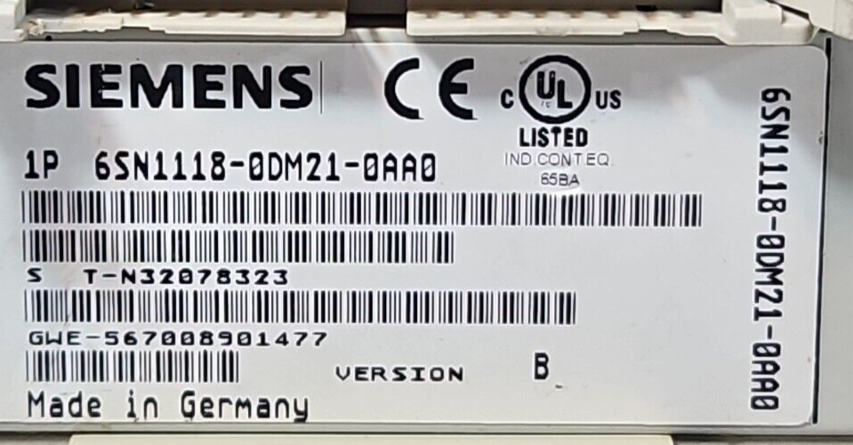 Siemens 6SN1118-0DM21-0AA0 Dual Axis Control Module  (BIN1.5.5)