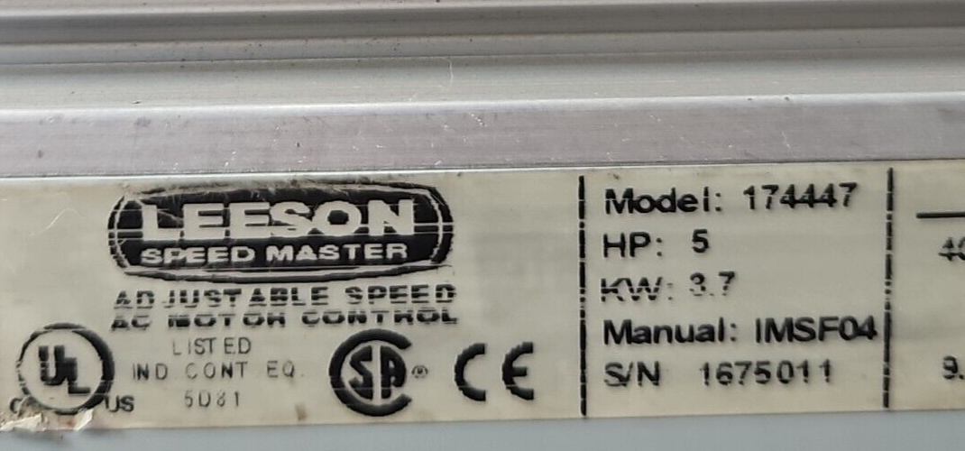 Leeson Speedmaster 174447 Adjustable Speed AC Motor Control             (BIN454)
