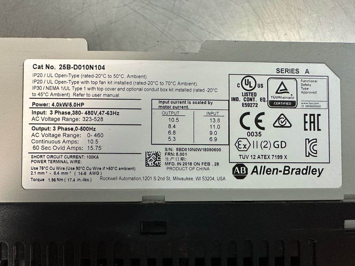 Allen Bradley 25B-D010N104 /A PowerFlex     25BD010N104             (4.5.2)