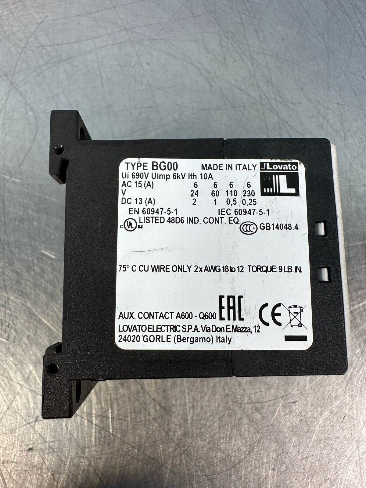 Lovato BG0031A Contactor 24V 60HZ                                   (7.2.5)