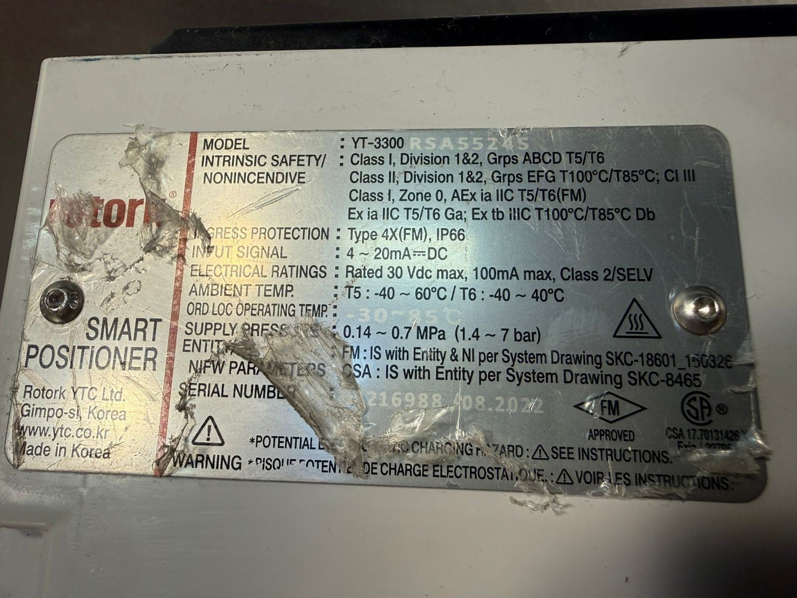 Rotork Yt-3300 RSA5524S Smart Positioner                        (4.1.1)