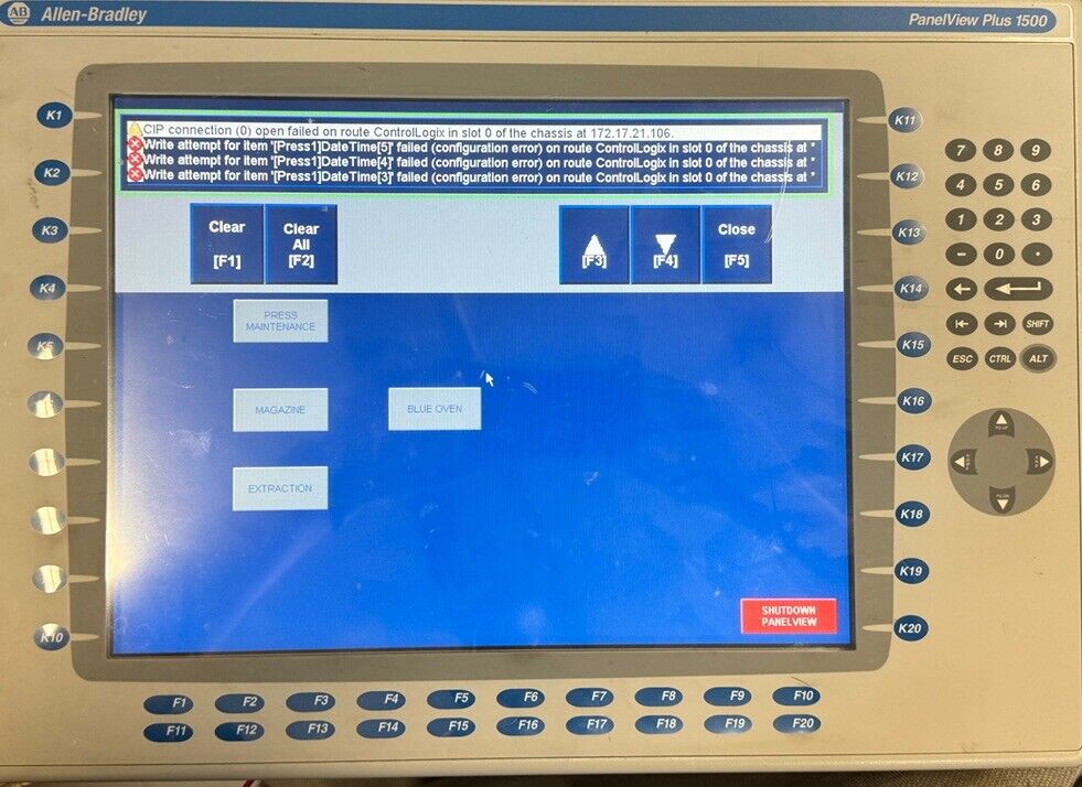 Allen-Bradley 2711P-B15C4D2 Panelview Plus 1500 w/ 2711P-RP2 Logic Module @2.5.5