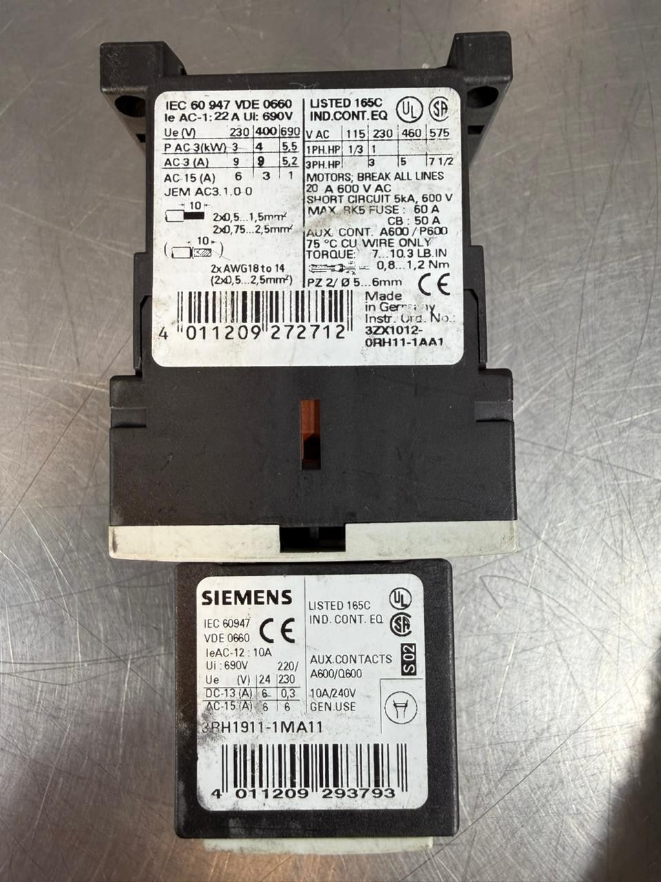 Siemens 3ZX1012-0RH11-1AA1 w/ 3RH1911-1MA11 Contactor              (9.3.2)