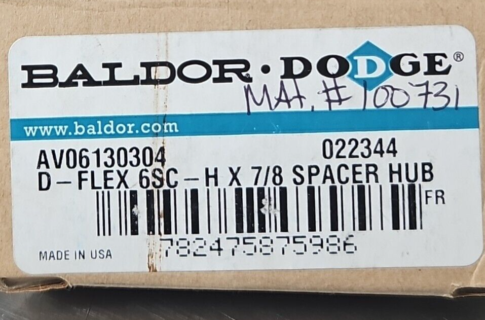 Baldor Dodge  D-FLEX 6SC-HX7/8 Spacer HUB                                loc5C24