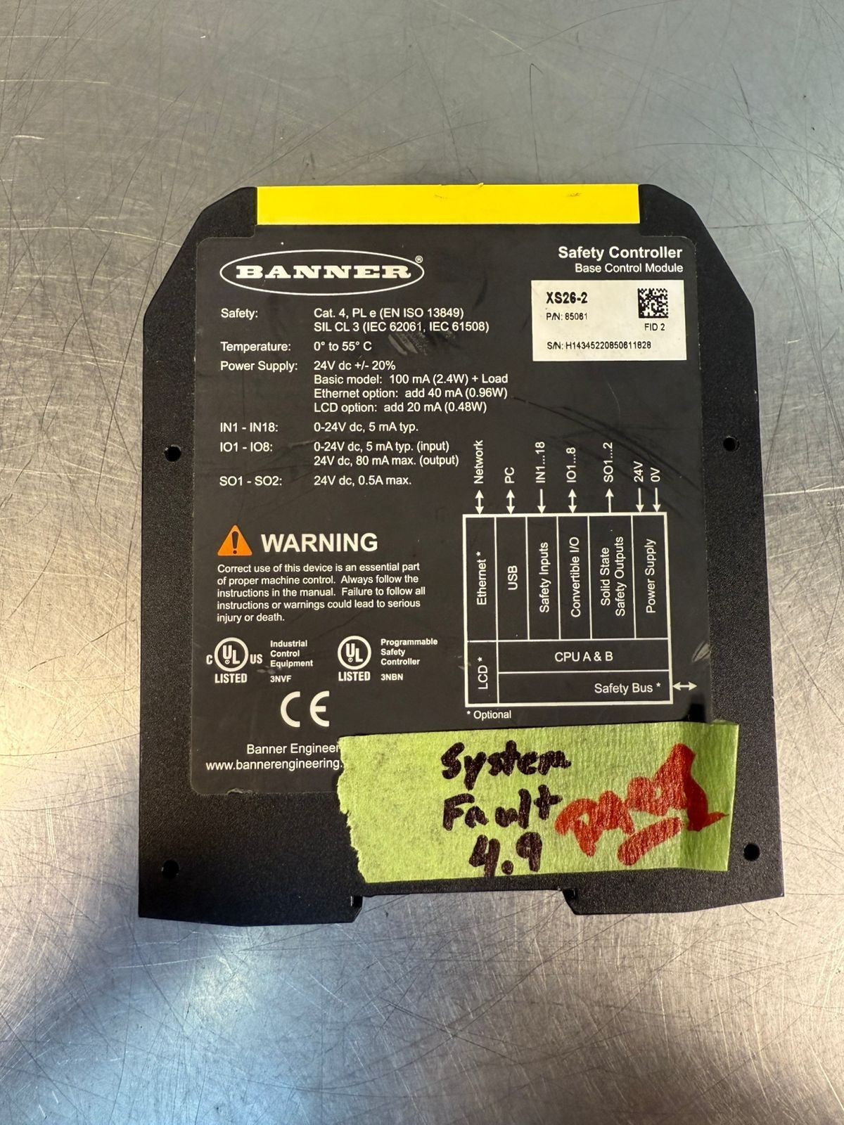 Banner Engineering XS26-2 Safety Controller Unit Base Control Mod  (6.2.2)