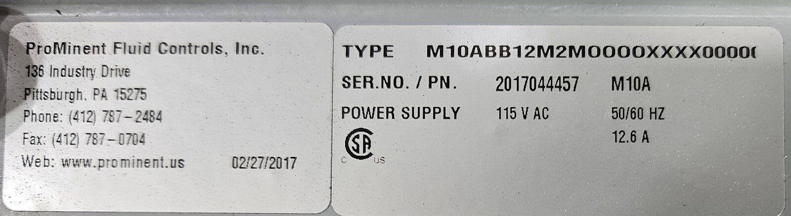 Prominent M10A Multiflex Powe Supply 115Vac 50/60Hz                     (BIN762)