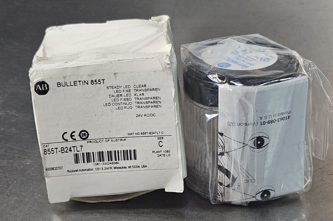 Allen Bradley 855T-B24TL7 Ser C Clear Steady LED Stack Light            (BIN731)