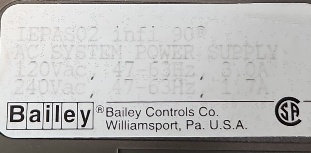 ABB Bailey IEPAS02 Infi 90 System Power Supply                           loc3E35