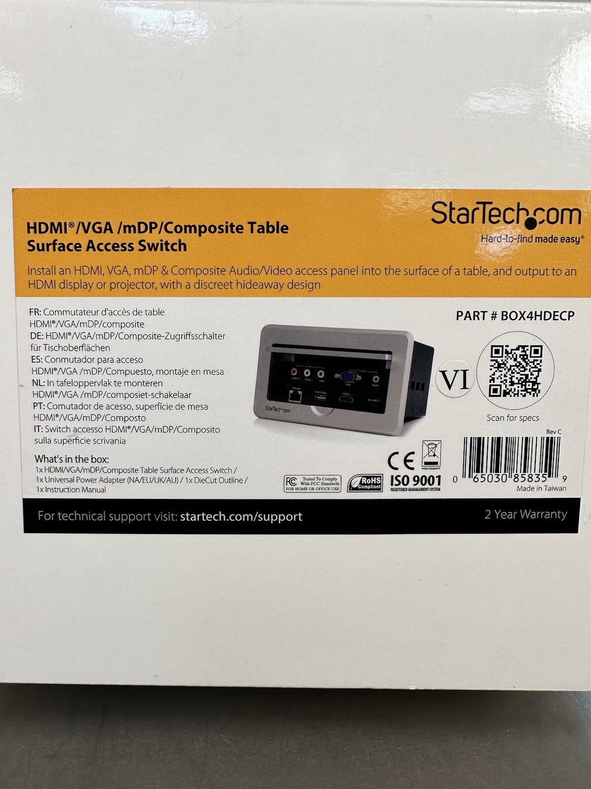 Startech.com Conference Table Connectivity Box HdmiVgaMini Displayport BIN1.1.1