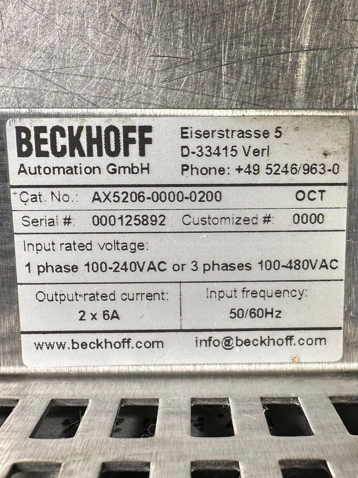 Beckhoff AX5206-0000-0200 / AX520600000200 50/60 Hz (7.5.3)