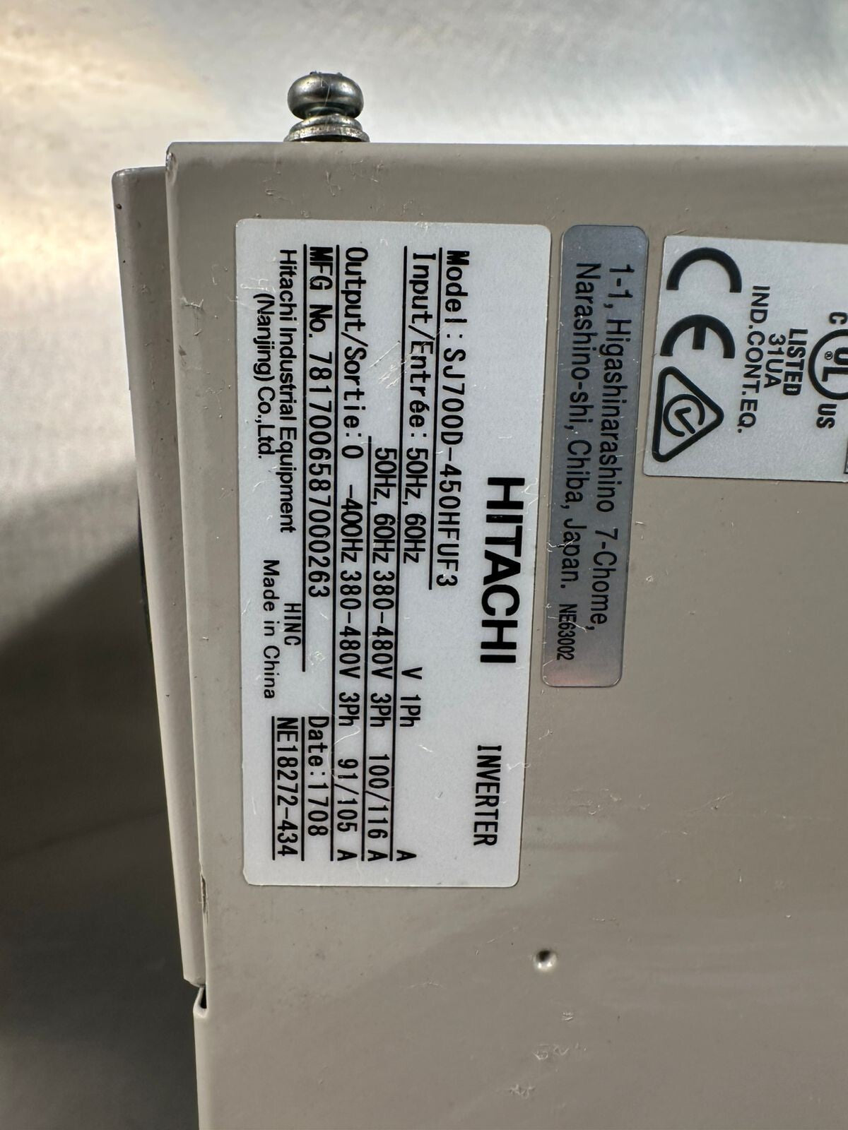  Hitachi SJ700D VFD, Inverter, AC Drive SJ700D-450HFUF3 (6.6.5)