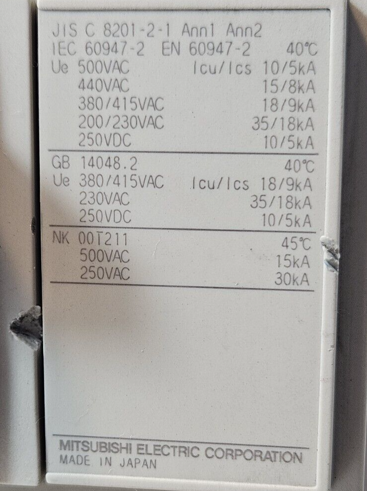 Mitsubishi NF250-CW Breaker 125A 3P 600V                                (BIN641)