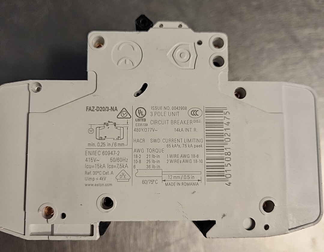 Eaton FAZ-C20/3 xEffect 277/480 V 20A (BIN 354)