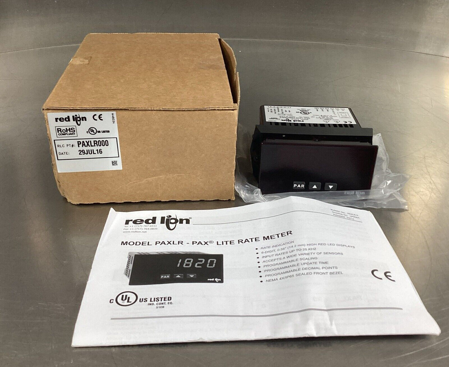 RED LION CONTROLS  PAXLR000  Lite Rate Meter 6 Digit     5B-19