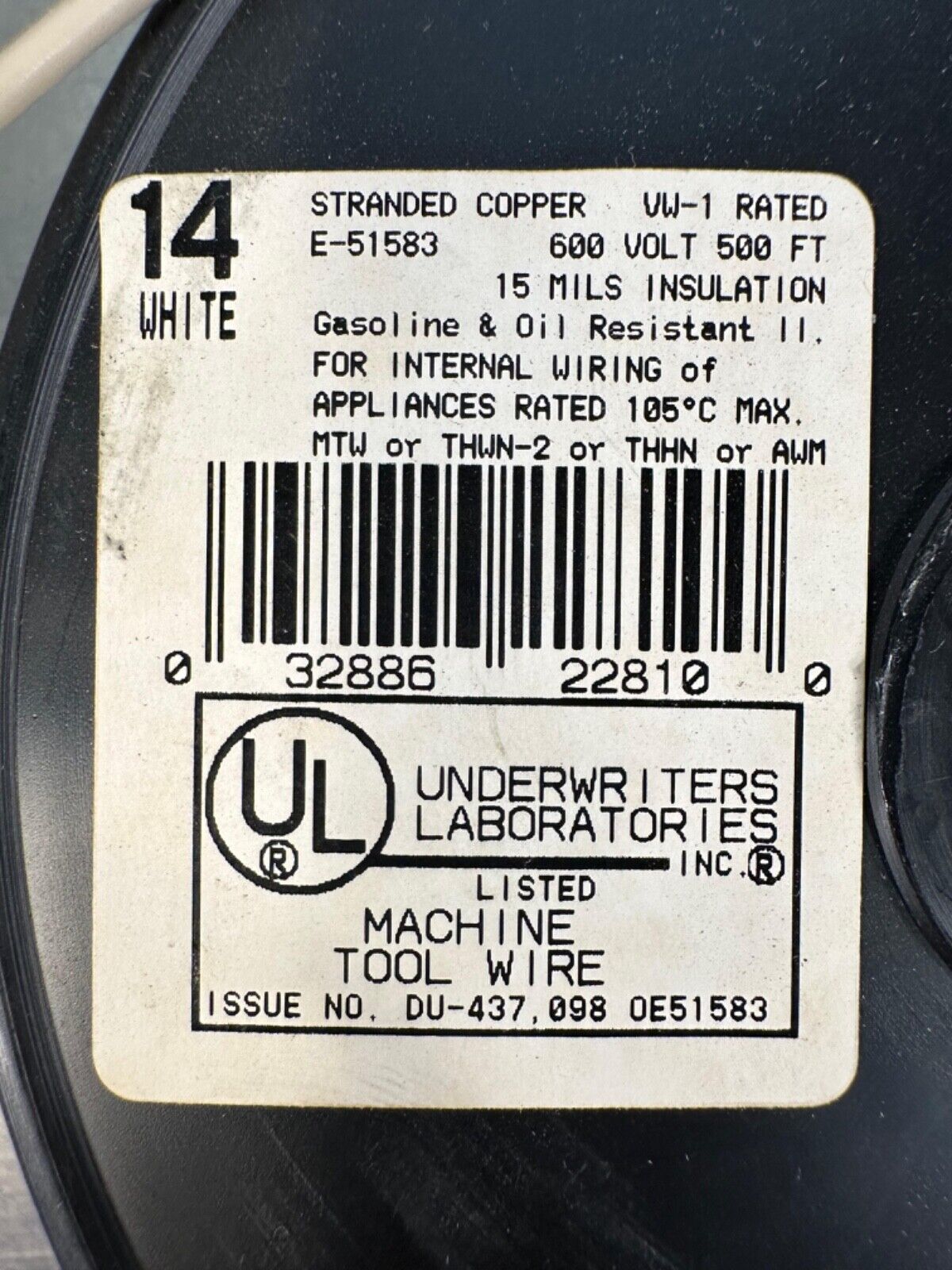 Copper Strand White Thhn, Thwn-2, Awm, Mtw, 600V 500 Ft E-51583 (5E-26)
