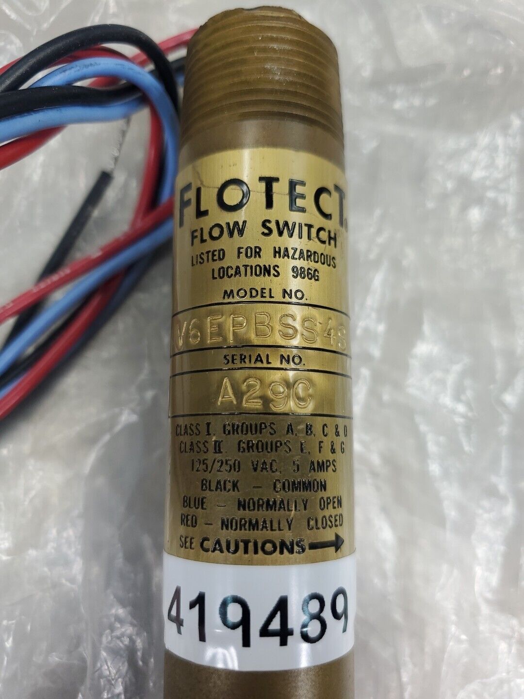 FLOTECT V6EPBSS4S FLOW SWITCH.                                                6E
