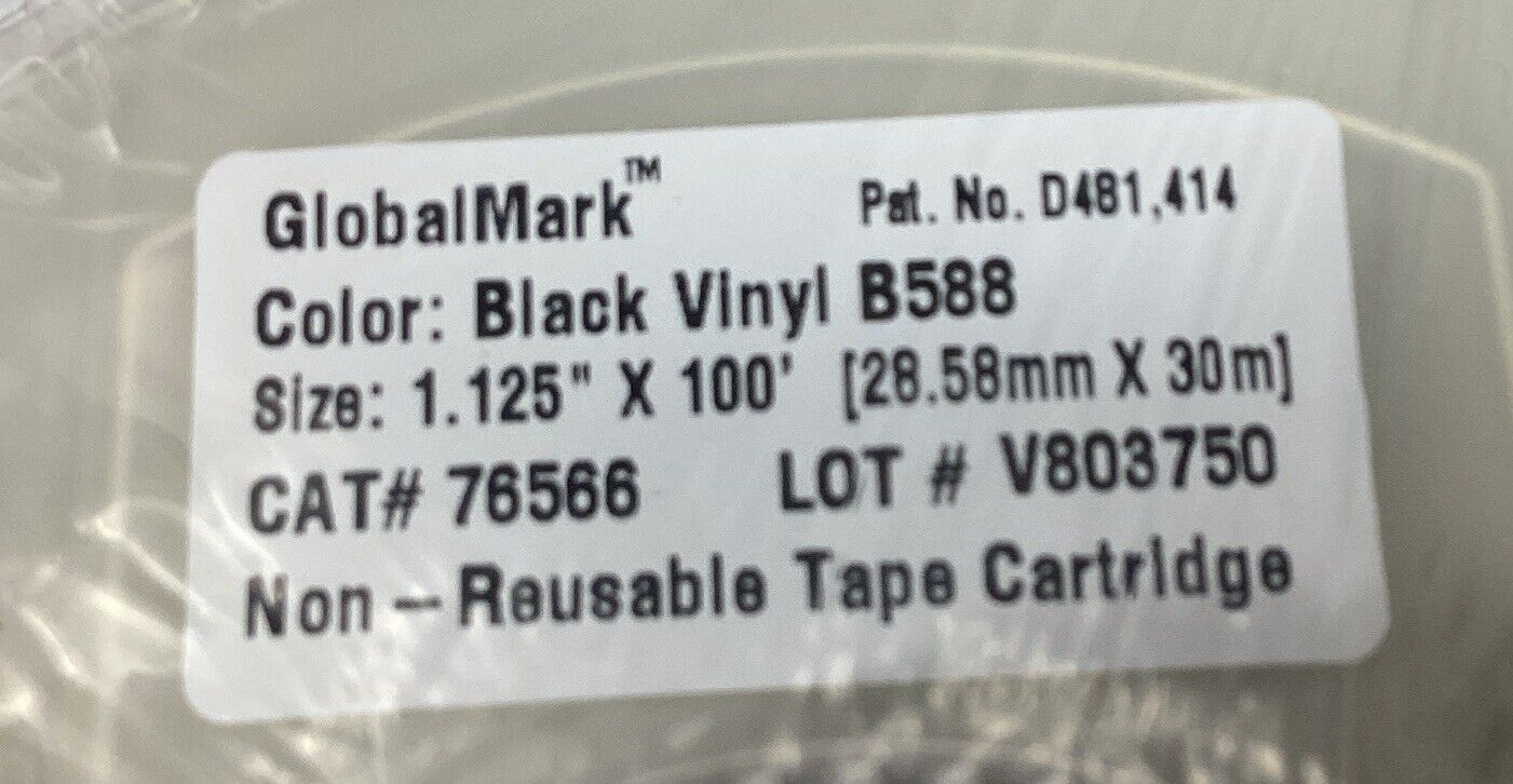 BRADY  76556  B588 Black Vinyl GlobalMark Tape 1.125” x 100’     5B