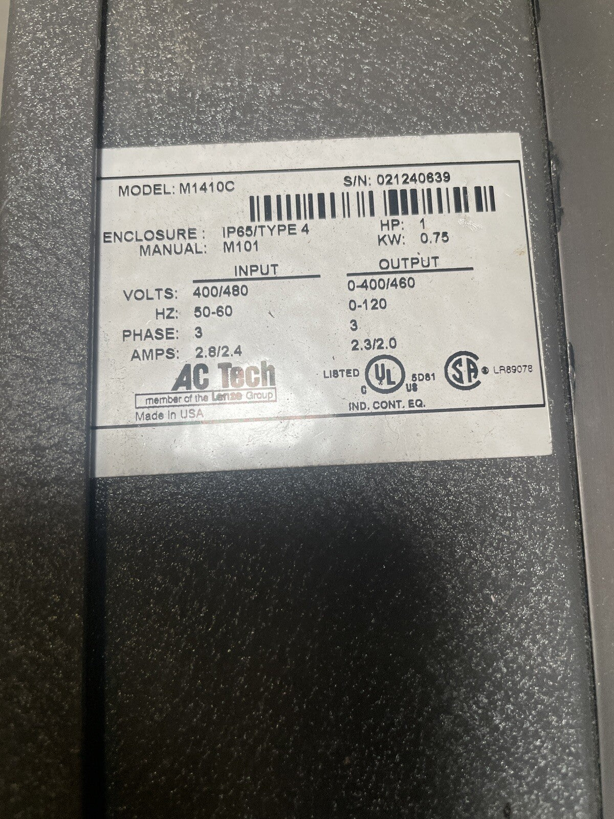 AC Tech Lenze M1410C Motor Controller Dorner 62MV4341 @ 1A