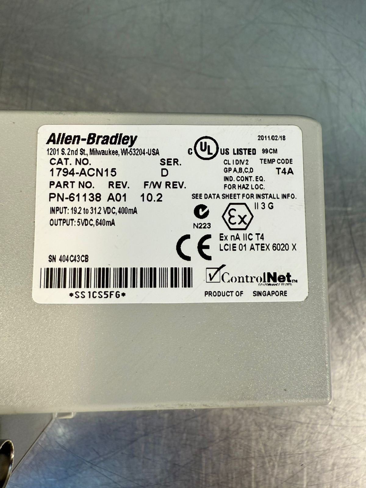 Allen Bradley 1794-ACN15 /D Rev. A01 Rev.10.2          (3.4.5)